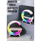 Bluetooth Hoparlör 15w Kablosuz Hızlı Şarj Led Gece Lambası (Beyaz)