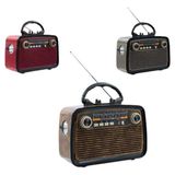 Bluetooth Hoparlör Ahşap Renk Işıklı Nostaljik Radyo Fm Ahşap Görünümlü