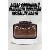 Bluetooth Hoparlör Ahşap Renk Vintage Işıklı Nostaljik Radyo Fm Ahşap Görün? - COMPTR9554-3 - Çok Renkli