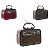 Bluetooth Hoparlör Ahşap Renk Vintage Işıklı Nostaljik Radyo Fm Ahşap Görünümlü Midastech