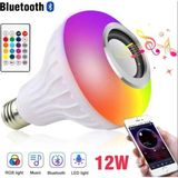 Bluetooth Hoparlör Ampul Rgb LED Işikli 12W LED Lamba Uzaktan Kumandali Müzik Çalar Beyaz - Çok Renkli