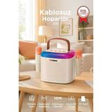 Bluetooth Hoparlör Çift Mikrofonlu Kablosuz Parti Speaker D51 Beyaz