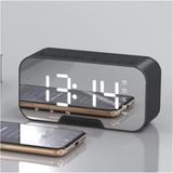 Bluetooth Hoparlör Fm Radyo LED Ayna Ekranlı Dijital Çalar Saat Masa Üstü Alarm Termometre - Genel