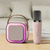 Bluetooth Hoparlör K12 Karaoke Makinesi Taşınabilir 5. Kablosuz Mikrofonlar İle Pink 1 Mic