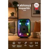 Bluetooth Hoparlör Kablolu Mikrofonlu Rgb Işıklı Speaker D66 Siyah