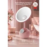 Bluetooth Hoparlör Led Işıklı Makyaj Aynalı Kablosuz Şarj Cihazı Trm04 Rose Gold
