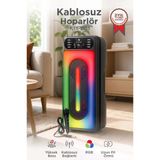 Bluetooth Hoparlör Mikrofonlu Rgb Işıklı Kablosuz Speaker Kts-1555 Siyah