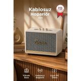 Bluetooth Hoparlör Nostaljik Kablosuz Speaker D35 Beyaz