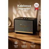 Bluetooth Hoparlör Nostaljik Kablosuz Speaker D35 Siyah