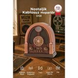 Bluetooth Hoparlör Nostaljik Radyo Kablosuz Speaker D58 Kahverengi