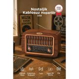 Bluetooth Hoparlör Nostaljik Radyo Kablosuz Speaker D59 Ahşap