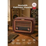 Bluetooth Hoparlör Nostaljik Radyo Kablosuz Speaker D59 Kahverengi