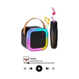 Bluetooth Hoparlör Parti Hoparlörü Karaoke Mikrofon li Işıklı Ses Bombası Usb Sd Girişli siyah