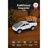 Bluetooth Hoparlör Retro Araba Cybertruck Tasarımlı Rgb Işıklı Tws Usb 15W Speaker D68 Beyaz
