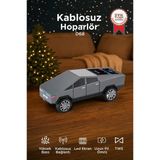Bluetooth Hoparlör Retro Araba Cybertruck Tasarımlı Rgb Işıklı Tws Usb 15W Speaker D68 Gri