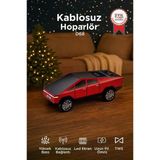 Bluetooth Hoparlör Retro Araba Cybertruck Tasarımlı Rgb Işıklı Tws Usb 15W Speaker D68 Kırmızı