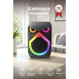 Bluetooth Hoparlör Rgb Işıklı Mikrofonlu 12W Kablosuz Taşınabilir Hoparlör D80 Siyah