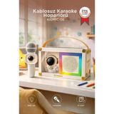 Bluetooth Hoparlör Rgb Işıklı Mikrofonlu Karaoke Astronot Figürlü Speaker Kıdmıc-06 Beyaz