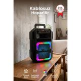 Bluetooth Hoparlör Rgb Işıklı Mikrofonlu Kumandalı Hoparlör D25 Siyah