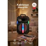 Bluetooth Hoparlör Rgb Işıklı Mikrofonlu Kumandalı Hoparlör D26 Siyah