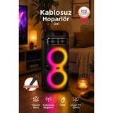 Bluetooth Hoparlör Rgb Işıklı Mikrofonlu Taşınabilir Speaker D41 Siyah