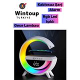 Bluetooth Hoparlör Rgb Led Işıklı Speaker Alarm Saat Aux Usb Sd Kart Wireless Şarj