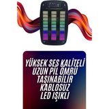 Bluetooth Hoparlör Taşınabilir Şarjlı Işıklı Büyük Boy Yüksek Ses Kaliteli - 01-Siyah