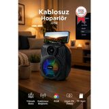 Bluetooth Hoparlör Telefon Tutacaklı Taşınabilir Şarjlı Usb Tf Kablosuz Speaker D32 Siyah