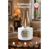 Bluetooth Hoparlör Vintage Gaz Lambası Işıklı Şarjlı Speaker D53 Beyaz