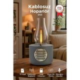 Bluetooth Hoparlör Vintage Gaz Lambası Işıklı Şarjlı Speaker D53 Gri