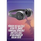 Bluetooth Kablosuz Kulaklık Siyah Wireless 5.0 Kulak Üstü Uzun Pil Ömrü - Lisinya