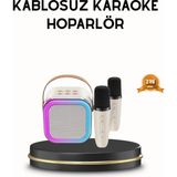 Bluetooth Karaoke Hoparlör Renkli LED Işıklı ve Type-C Şarjlı - Çok Renkli
