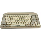 Bluetooth Klavye Renkli Retro Kablosuz Klavye Daktilo Görünümlü Tuş Tasarımı Şık ve Kullanışlı Telefon Koyma Gözü Pilli Türkçe Q Klavye Sw-05 (Krem)