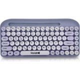 Bluetooth Klavye Renkli Retro Kablosuz Klavye Daktilo Görünümlü Tuş Tasarımı Şık ve Kullanışlı Telefon Koyma Gözü Pilli Türkçe Q Klavye Sw-05 (Mor)