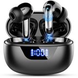 Bluetooth kulaklık, kablosuz Bluetooth 5.3 kulak içi, 4 ENC mikrofonlu, 48 saat HiFi stereo kulaklık, kablosuz, LED gösterge, kablosuz kulaklık, 3,6 g hafif, IP7 su geçirmez kulaklık, spor, USB-C,