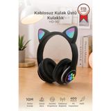 Bluetooth Kulaklık Kulak Üstü Kedi Tasarımlı Kablosuz Kulaklık Hd90 Siyah