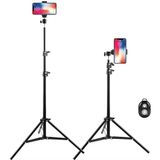 Bluetooth Kumandalı Metal Tripod, 2 Metre Ayarlanabilir Yükseklik, 360 Döner Başlıklı Telefon Tutucu, Video Çekim Canlı Yayın Ring Light Lamba Ayağı, Fotoğraf Stüdyo Standı