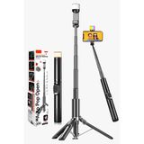 Bluetooth Kumandalı RGB Işıklı Tripod Selfie Çubuğu / 163cm / Otomatik Ayak/Titreşim Önleyici