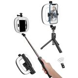 Bluetooth Kumandalı Şarjlı 6 inç LED Ring Light | Katlanabilir Selfie Çubuğu ve Tripod | 3 Renk Tonu | 21-78.5cm