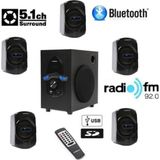 Bluetooth Lu 5+1 Ses Sistemi Uzaktan Kumanda Fm Radyo Sd Kart USB Girişli Bluetooth Hoparlör Siyah - Çok Renkli