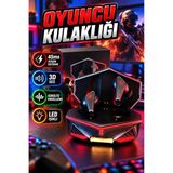 Bluetooth Oyuncu Kulaklığı 45Ms Düşük Gecikme 3D Ses Gürültü Engelleme Led Işıklı Siyah