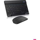 Bluetooth Slim Klavye +Mouse Android Ios,windows,tv ve Tablet Telefon Uumlu Şarjlı Klavye Mouse Set - Siyah