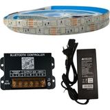 Bluetooth Telefon Kontrollü Rgb Şerit LED Set 5050 Ledli 3çipli 20METRE IP20 - 20 m - Çok Renkli