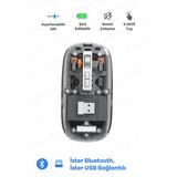 Bluetooth Usb Çift Modlu Sessiz Mouse, Şeffaf Mıknatıslı Kapaklı, Type-C Şarjlı, Dpı Ayarlı, Kablosuz 10M Çekim Mesafeli, Masaüstü Kısay
