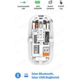 Bluetooth USB Çift Modlu Sessiz Mouse, Şeffaf Mıknatıslı Kapaklı, Type-C Şarjlı, Dpı Ayarlı, Kablosuz 10M Çekim Mesafeli, Masaüstü Kısayol Tuşlu, Taşınabilir Şarjlı Mouse Beyaz ( Lisinya ) - Belirtilmemiş - Ofis Sarf Tüketim Malzemeleri