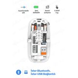 Bluetooth Usb Çift Modlu Sessiz Mouse, Şeffaf Mıknatıslı Kapaklı, Type-c Şarjlı, Dpı Ayarlı, Kablosuz 10m Çekim Mesafeli, Masaüstü Kısayol Tuşlu, Taşınabilir Şarjlı Mouse Beyaz