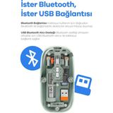 Bluetooth USB Çift Modlu Sessiz Mouse, Şeffaf Mıknatıslı Kapaklı, Type-C Şarjlı, Dpı Ayarlı, Kablosuz 10M Çekim Mesafeli, Masaüstü Kısayol Tuşlu, Taşınabilir Şarjlı Mouse Siyah ( Lisinya )
