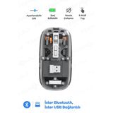 Bluetooth Usb Çift Modlu Sessiz Mouse, Şeffaf Mıknatıslı Kapaklı, Type-C Şarjlı, Dpı Ayarlı, Kablosuz 10M Çekim Mesafeli