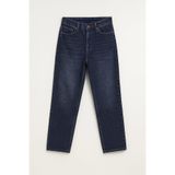 Bluewhite Kadın Yüksek Bel Mom Fit İndigo Jean Pantolon