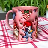Bluey Tasarım Kupa Kaliteli Porselen Hediyelik Kupa - Pembe - 330 ml